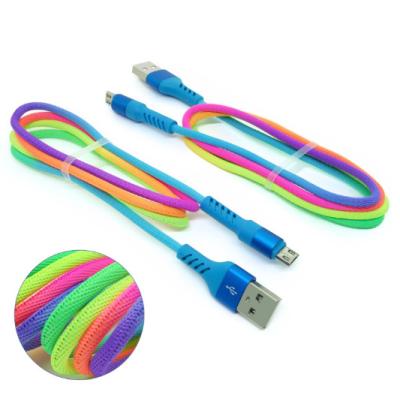 China Cheap 3FT Mobile Phone Rainbow Color 2A USB Quick Charging Nylon Braided Micro Cable For iPhone 12 promax 13 promax xsmax for sale