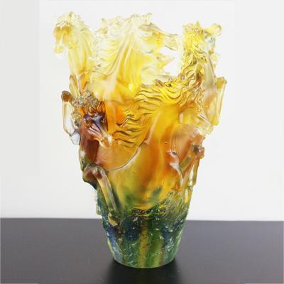 China Fengming Wholesale Hot New Style Chinese Colorful Vase Incense Glass Censer For Home Decoration for sale