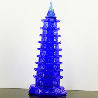 China Wholesale Customizable Colorful China Gift Fengshui Crafts Liuli Glass Wenchang Religious Tower for sale