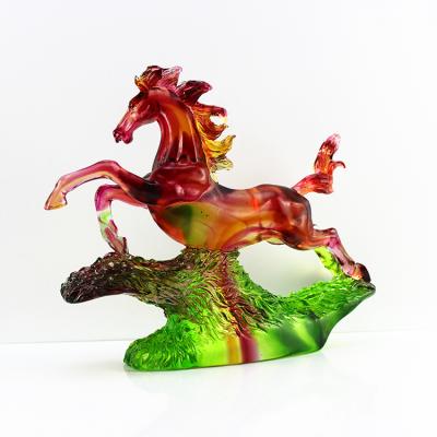 China China Red Craft 300*100*250mm Liuli Crystal Glass Animal Figurine Horse for Business Gift for sale