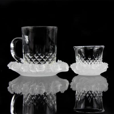 China Wholesale Rose Arabic Glass Crystal Decorative Ornament Home Desk Top Table Set Tea Cup China Coffee OEM ODM Style New Customized for sale