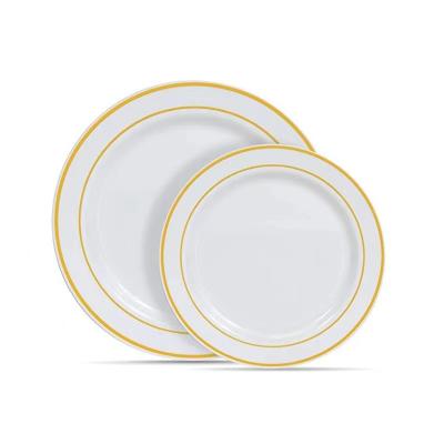 China 6 Inch Disposable Dish Gold Silver Rim Disposable Plastic Dish for sale