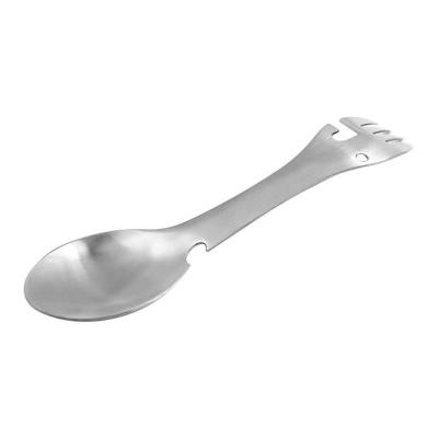 China Sustainable new design 5 in 1 18/8 stainless steel outdoor camping tools multi functional spork for sale