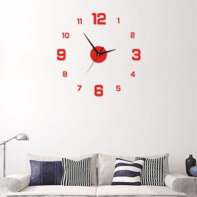 China Calendars Wholesale Wall Clock 3D DIY Digital Wall Clock Mounted Sticker Frameless Clock for Home Decoration for sale