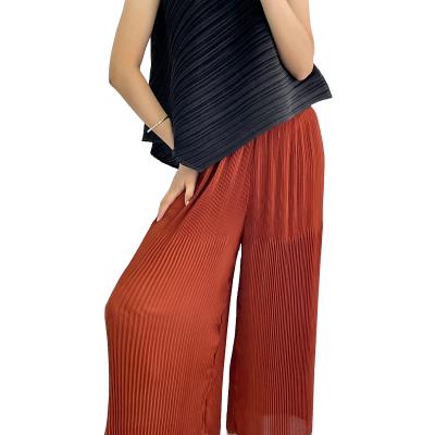 China 2021 hottest selling Anti-wrinkle pants women's trousers and trousers women's leg so comfortable wide pleated trousers for sale