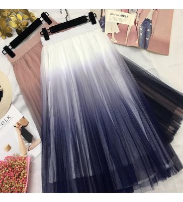 China Women Plus Pleated Gradient Waist Anti-Static Korean Dress High Waist Line A Line Skirt Midi Elegent Dress for sale