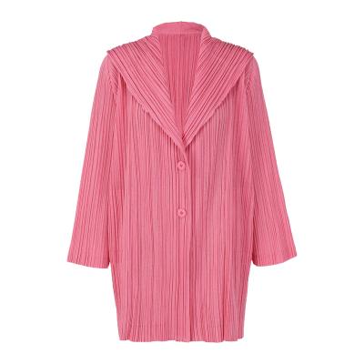 China 2021 new fashion Anti-wrinkle solid color casual coats long blazer coat with cowl pleats for sale