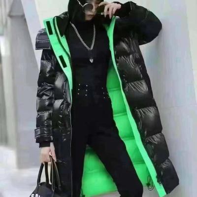 China 2021 winter striper jacket waterproof women lean down lightweight long bomber jacket striper jacket wholesale for sale