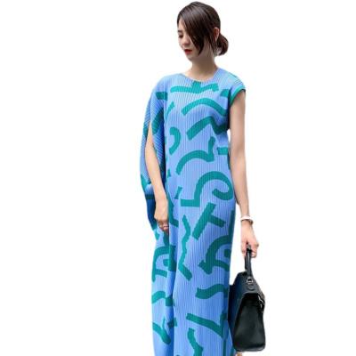 China High-street Anti-static Colorful Print Dress Western Dress Pleated Evening Dresses for sale