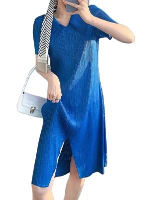 China 2021 Anti-Static New Fashion Lady Pleated Plus Size V-neck Women Summer Elegant Casual Outfits for sale