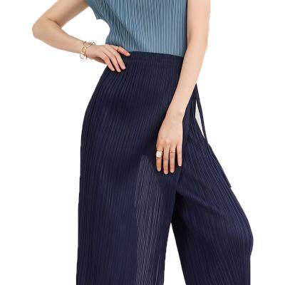 China Anti-wrinkle pleated culottes summer pants women irregular woman plus size women's trousers for sale