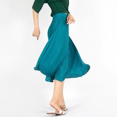 China Miyake Women Solid Color Skirt Ladies Anti-Static A-line Pleated Skirts And Dresses Women Sagging Skirt for sale