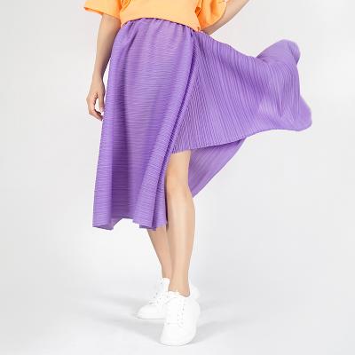 China Miyake Anti-Static Women Swing Pleated Skirt A Line Slimming Long Skirts Plus Size Women Sagging Skirt for sale