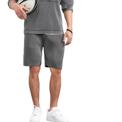 China Anti-wrinkle thin polyester fabric casual pleated pants loose elastic waist shorts miyake pleated panel shorts men sweatpants for sale