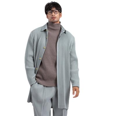 China Breathable Midi R Miyake Ditch Coat Pleated Mens Suit Basic Jacket Coats Drape Simple Casual Man Suit Blazers for sale