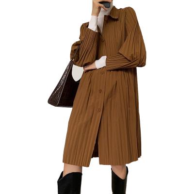 China Women Autumn High Quality Long Sleeve Anti-wrinkle plus size coats pocket long coat anorak trench coat for sale