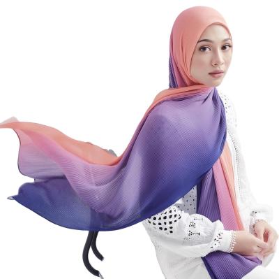 China Female Islamic Gradient Color Chiffon Scarf Hijab Headband Cover Wrap For Women Muslim Tank Top Hijabs Hair Scarves Headscarf for sale