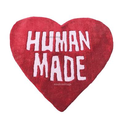 China Stain Resistant Heart Shape Door Mat Custom Logo Text Rug Hand Adorning And 3D Printed Mats for sale