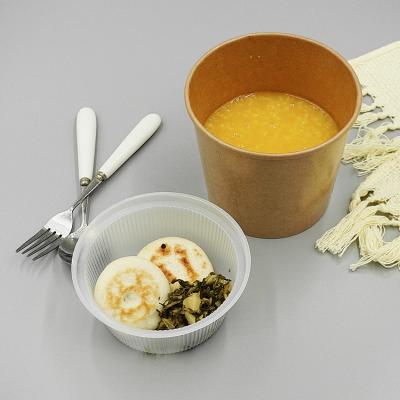 China Handmade Disposable Kraft Paper Soup Bucket Paper Bowl Round Take Away Kraft Paper Bowl Soup for sale