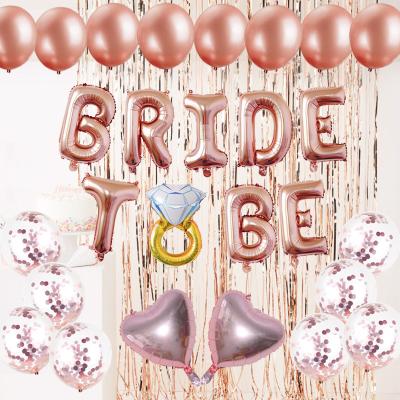 China Fashional Bride To Be Balloon Letters Balloons Pack Engagement Party Decorations Pink White Gold Confetti Balloons for sale