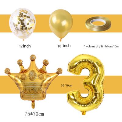 China Fashional Birthday Party Balloon Gold Crown Large Balloons Decorative Background Number Foil Balloon for sale