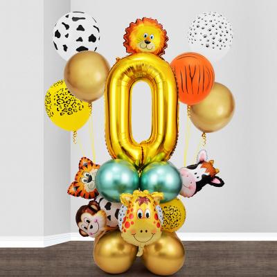 China New Forest Animal Jungle Balloons Birthday Decoration Aluminum Balloon Animals Party Set Balloon Fashional Large Number Combination for sale