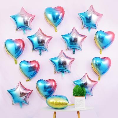 China Fashional Wholesale 24inch Colors Foil Balloon Inflatable Gradual Change Heart Shape Star Shaped Balloons for sale