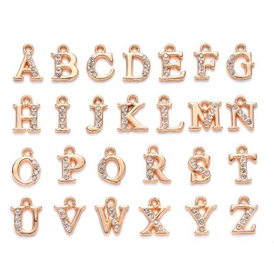 China Viable A-z 26pcs Rhinestone Crystals Letter Beads Alphabet Diy Accessories Pendant Jewelry for sale