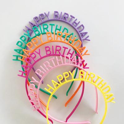 China Candy Color Kids Birthday Party Decoration Gift Viable Acrylic Happy Birthday Headdress for sale