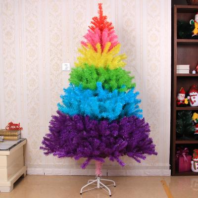 China PVC Full PVC Pine Rainbow Artificial Colorful Christmas Tree Rainbow Mixed Color Artificial Christmas Trees for sale