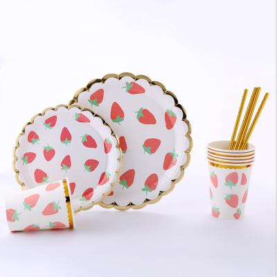 China LANHAO DISPOSABLE children's birthday party tableware paper fruit soup plate dessert disposable pattern plate for sale