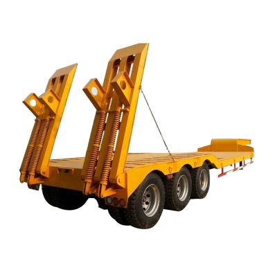 China 3 Axle Low Truck Trailer Heavy Duty Load Bed Trailers 40 Ton 50 Ton Low Bed Semi Trailer Truck for sale