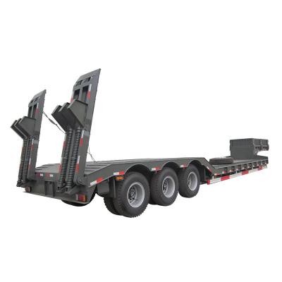 China Truck Trailer 3 Axles Low Bed Semi Trailer / Transport Lowboy Trailer Construction Equipment for sale