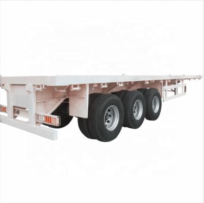 China Truck Trailer 2 Axles 3 Axles Container Shipping Flatbed Trailer 30 Tons Payload Pan Trailer for sale