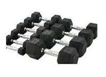 China Hex Rubber Coated Dumbbells for sale