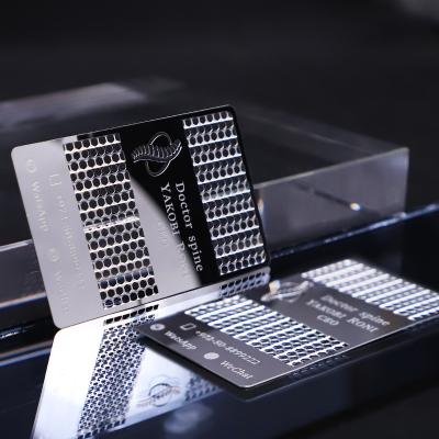 China Bank Stainless Steel Laser Cut Metal Business Card High End Cheap Engraved Blank Card for sale