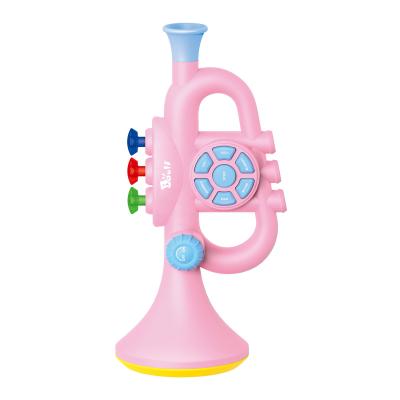 China BAOLI Battery Operated Cartoon Trumpet Electronic Music Learning Toys Musical Instrument Toys Sound Trumpet for sale