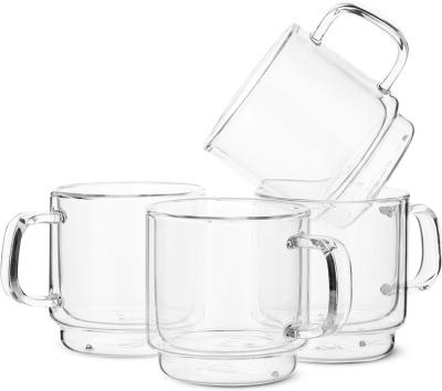 China Durable Stackable Double Wall Cups (8 Ounces, 240ml) Coffee Glass Clear Tea Cups For Cappuccino Latte Cups for sale