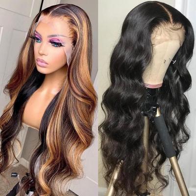 China Body Wave 40 Inch Hair Straight Wig Highlight 4/27 Wholesale Hair Wig For Women Hair Lace Front Wig 13X4 13X6 Hd for sale