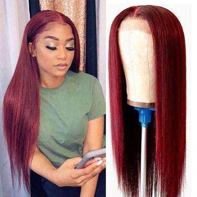 China Body Wave 13X6 Hd Human Hair Lace Front Wig Brazilian 99J Burgundy Human Hair Lace Front Wig Hd Hair Lace Frontal Wig for sale