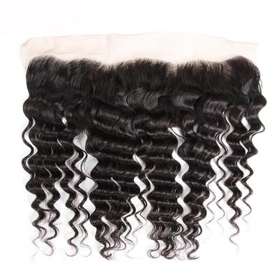 China HD Color Brazilian Curly Natural Deep Wave Virgin Human Hair Sheer Swiss Lace Frontal 13x4 13x6 Curl 13x4 for sale