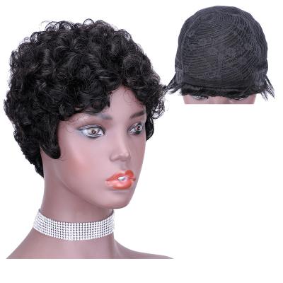 China Wholesale cheap body wave hair pixie cut machine made hair pixie full wigs curly wig for sale