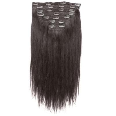 China Jerry Curl 100% Clip In Hair Extensions Virgin Indian Hair Silk Straight Clip In Hair Extensions For White Women for sale