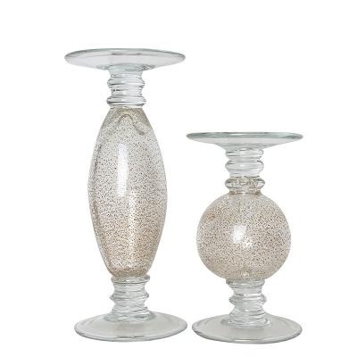 China Clear Frosted Glass Stocked Ware Candle Holder Crystal Candle Holder for sale