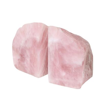 China Durable Cheap Home Decorations Patches Natural Stone Rose Quartz Crystal Bookends Agate Book Ends for sale