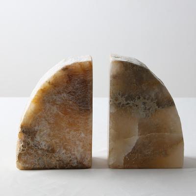 China Decorative Natural Agate Stone Gypsum Desktop Stone Bookends For Home Decor for sale