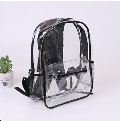 China Waterproof Creative Black Transparent Outdoor Leisure Student Backpack PVC Waterproof Backpack for sale