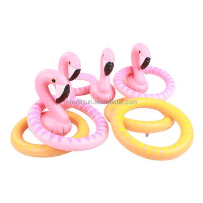 China Water Play Custom Design Toys Novelty Animal Shape PVC Made Swim Flamingo Inflatable Pool Flamingo Toss Game Set for sale