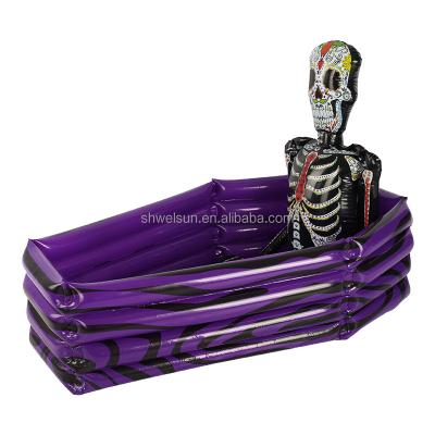 China Festival Decoration BSCI Approved Factory Wholesaled 2022 New Inflatable Skeleton Coffin Cooler for Halloween Decoration for sale