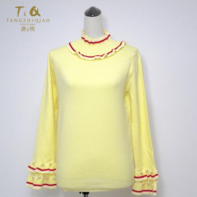 China Anti-Shrink Winter Pullover Knit  Sweater Ladies Design Beading Woman Pullover Knit Kweater for sale